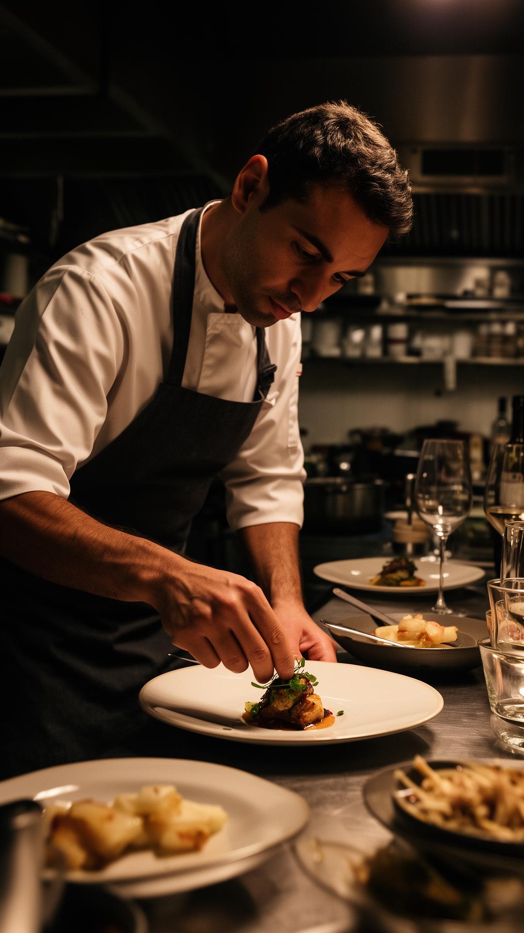 Chef plating a dish